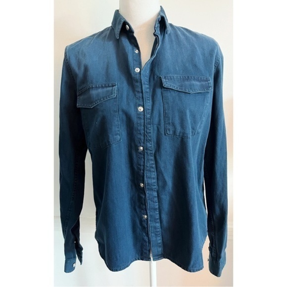 The Kooples • NWT Non Compliant Dark Blue Denim Button Down Shirt - Picture 1 of 5